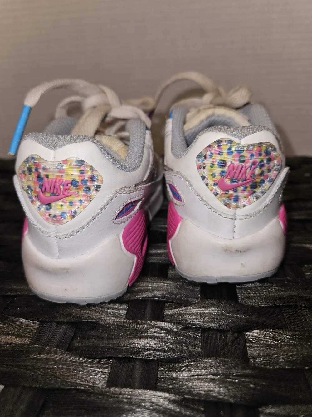 Nike White Toddler Sneakers with Pink, Blue & Purple Accents